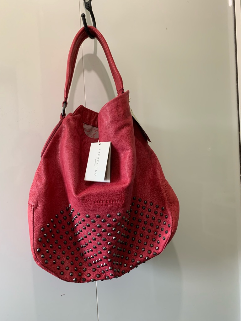 Liebeskind Berlin Yokohama Red Leather Satchel With Studded Base Vintage